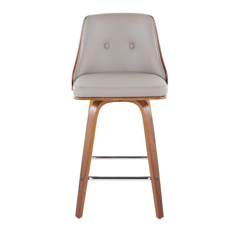 Set of 2 Gianna Counter Height Barstools Walnut/Light Gray: Faux Leather, Wood Frame - LumiSource