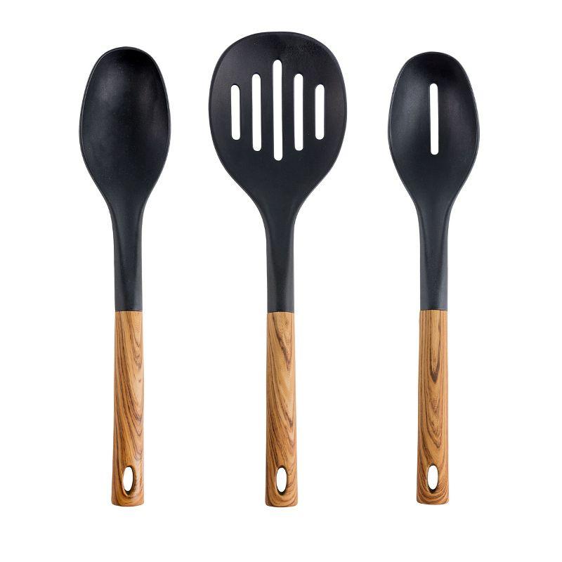 MegaChef 7 Piece Black Nylon Cooking Utensils with Wood Design