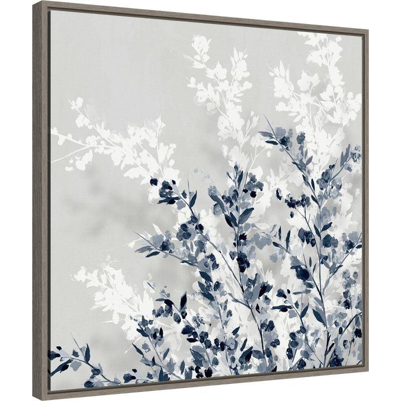 Amanti Art 22"x22" Blue Spring I by Isabelle Z Framed Canvas Wall Art Gray Wash: Modern Abstract Botanical Decor