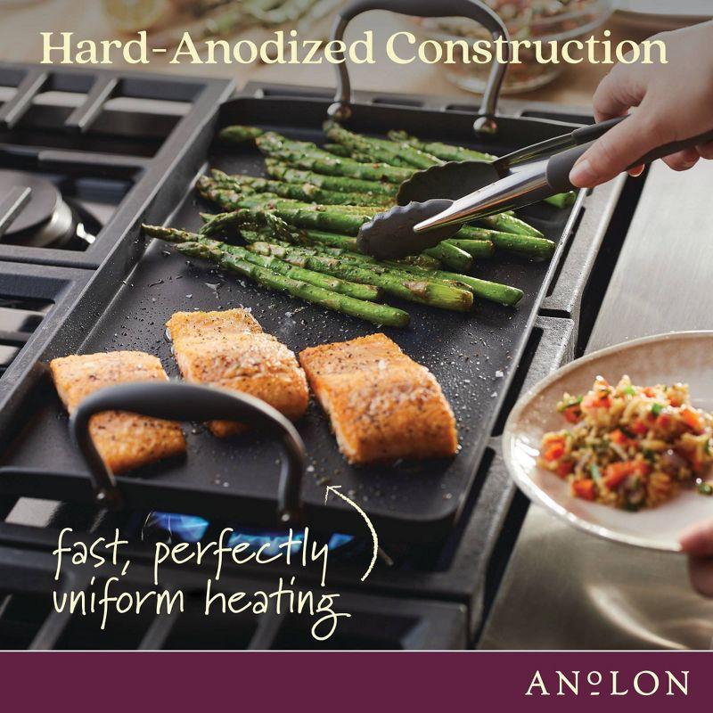 Anolon Advanced Home 10"x18" Double Burner Griddle Moonstone: Nonstick Stovetop Griddle Pan for Gas & Electric Cooktops