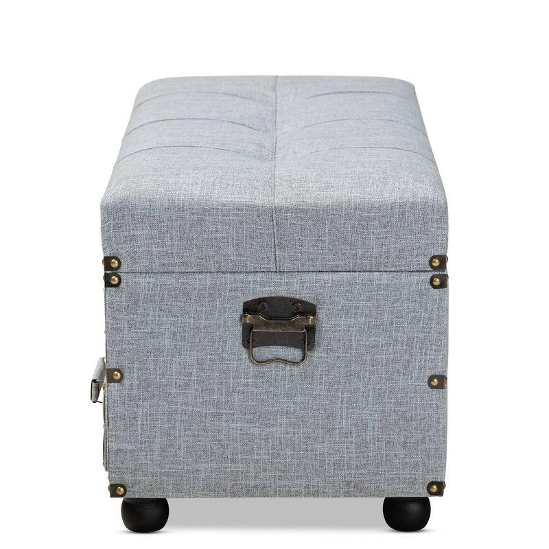 Flynn Fabric Upholstered 2 Drawer Storage Trunk Ottoman Gray/Black - Baxton Studio