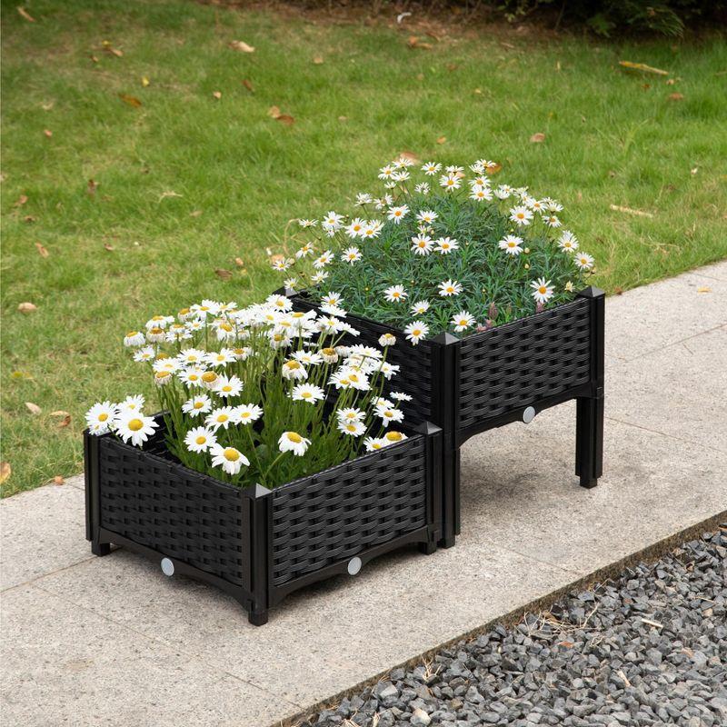 Black Rattan Raised Garden Bed Planter Box