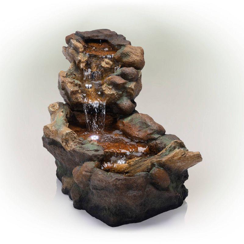 20" Cascading Stone River Fountain with LED Lights Cool White - Alpine Corporation: Indoor/Outdoor Decor, No Assembly Required