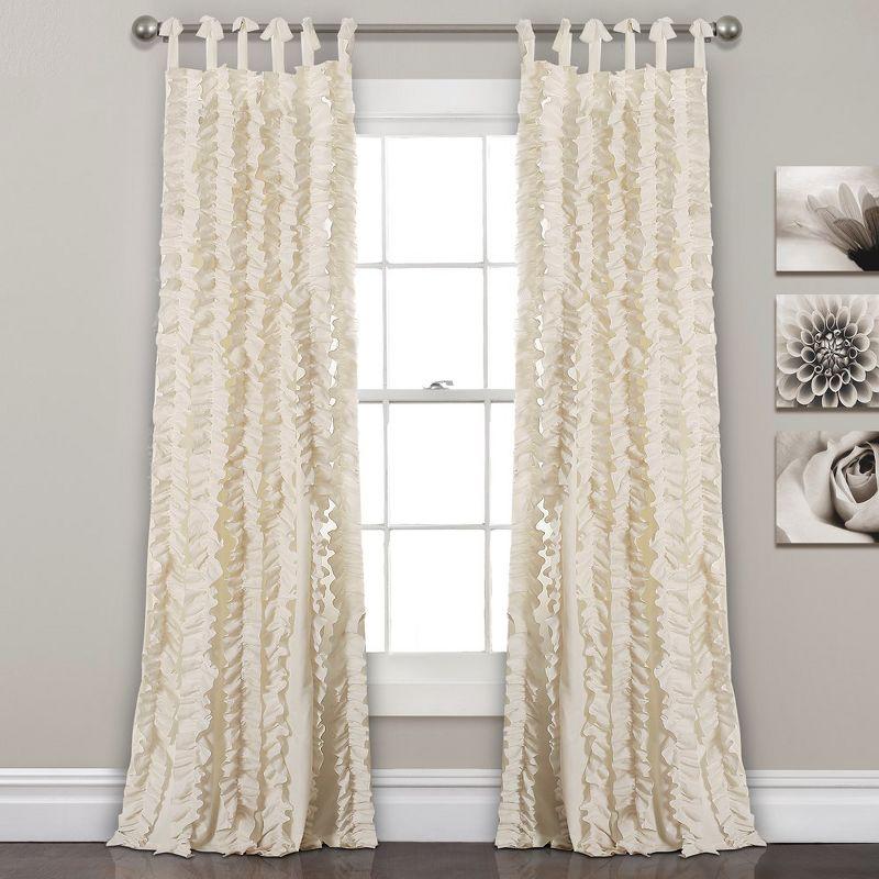 Lush Decor Sophia Ruffle Polyester Semi Sheer Curtain Pair (Set of 2)