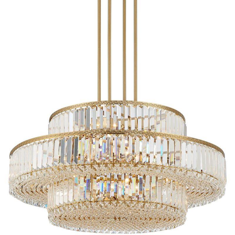 Soft Gold and Crystal 16-Light Three-Tier Chandelier