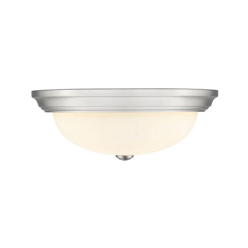 Elegant Brushed Nickel 15" Glass Bowl Flush Mount Light