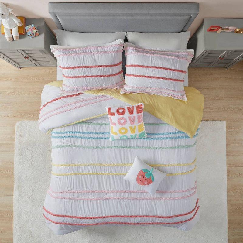 Haisley Cotton Chenille Stripe Duvet Cover Set