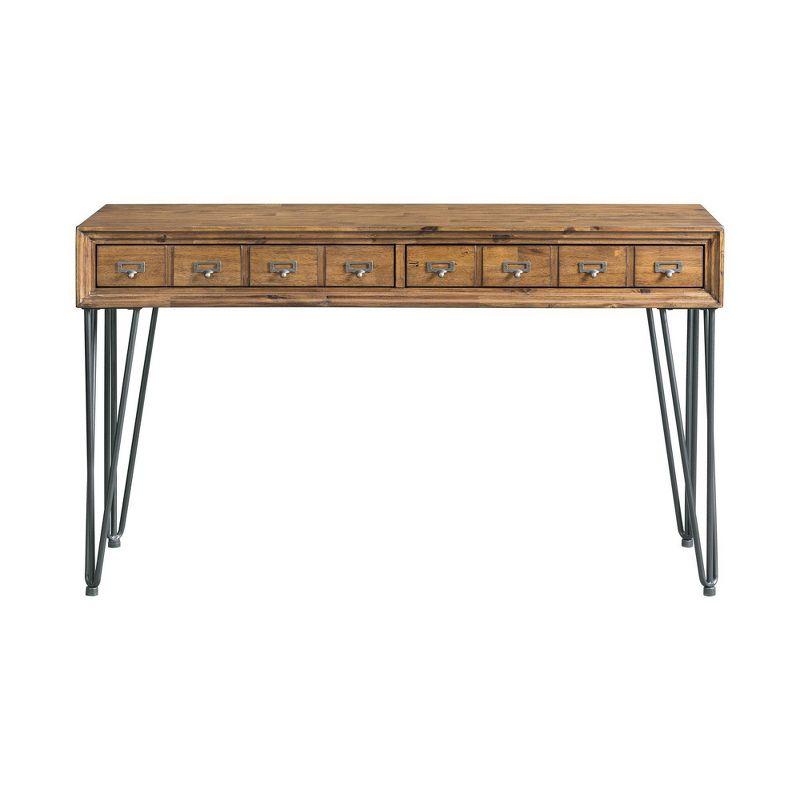 Tanner Sofa Table Light Walnut - Picket House Furnishings: Storage, Hairpin Legs, Apothecary Drawers