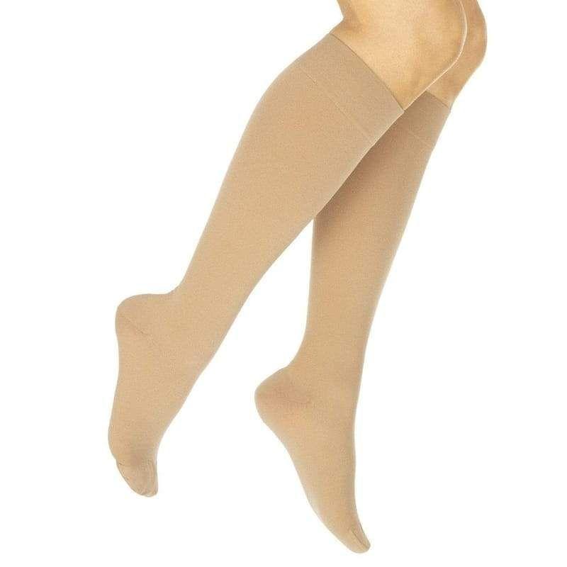 Small Beige Nylon Knee-High Compression Stockings