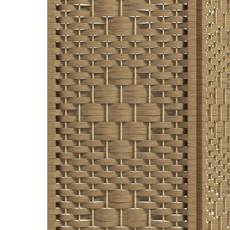 HOMCOM 4 Panel Room Divider, Folding Privacy Screen, 5.6' Room Separator, Wave Fiber Freestanding Partition Wall Divider, Natural