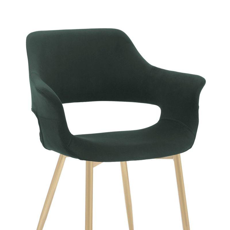 Gigi Velvet Metal Dining Room Chair Green - Armen Living: Gold Legs, Ergonomic Back, Set of 2