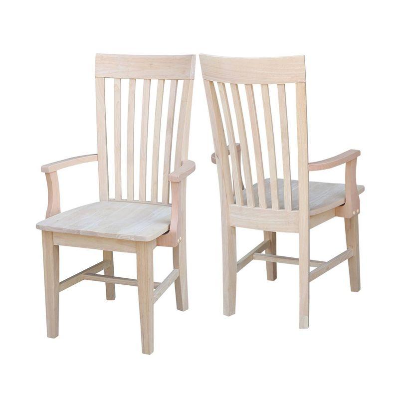 Tall Mission Chair with Arms Unfinished - International Concepts: Solid Wood, Parawood, Slat Back