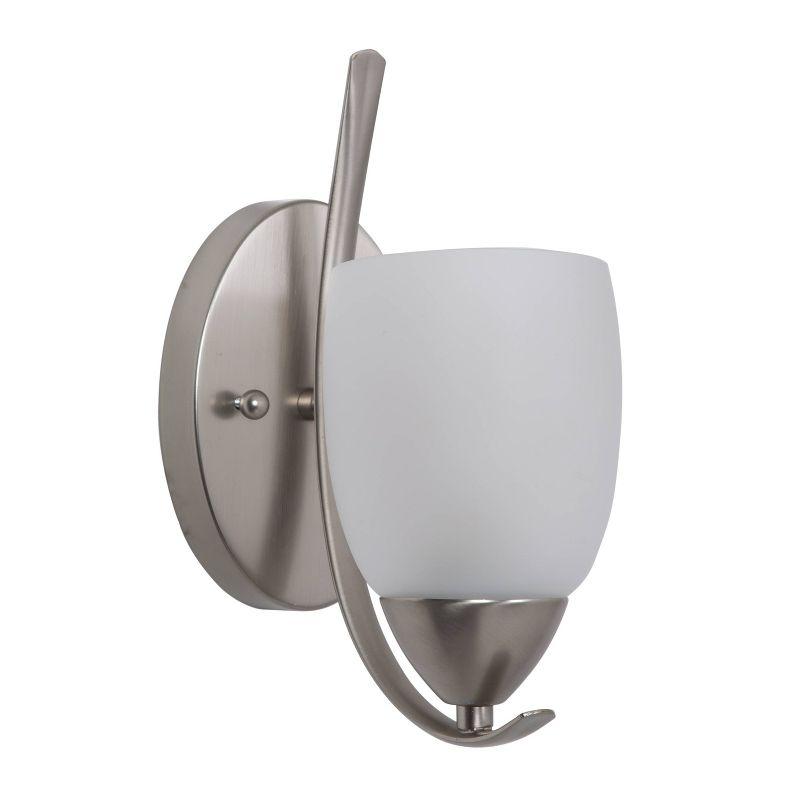 Yosemite 1-Light Wall Sconce - Brushed Nickel: Indoor Lighting, Modern Glass Shade, UL Listed, E26 Socket