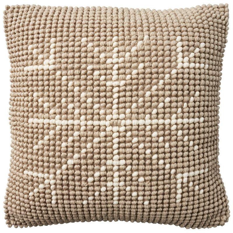 20"x20" Beige Ivory Snowflake Loop Square Throw Pillow