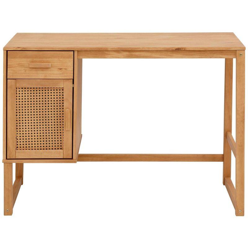 Natural Wood Writing Desk with Drawer and Filing Cabinet