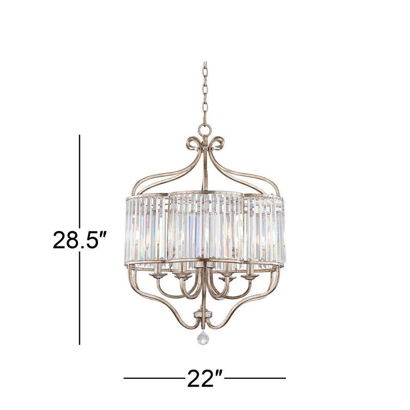 Vienna Full Spectrum Stella Antique Soft Silver Chandelier 22" Wide French Crystal Glass 6-Light Fixture for Dining Room House Foyer Kitchen Island