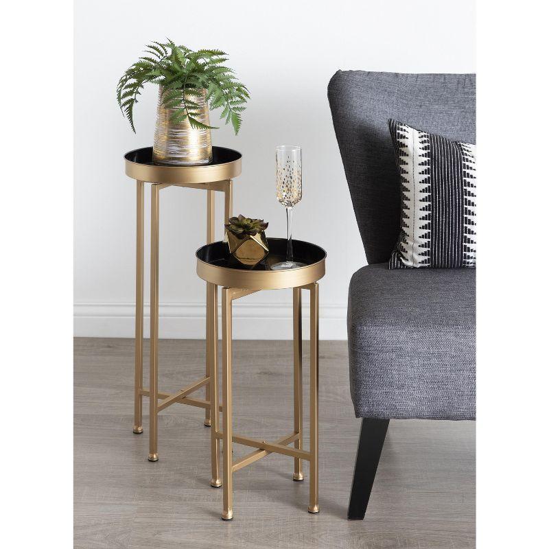 Kate and Laurel Celia Round Metal Nesting Table, 2 Piece, Black and Gold