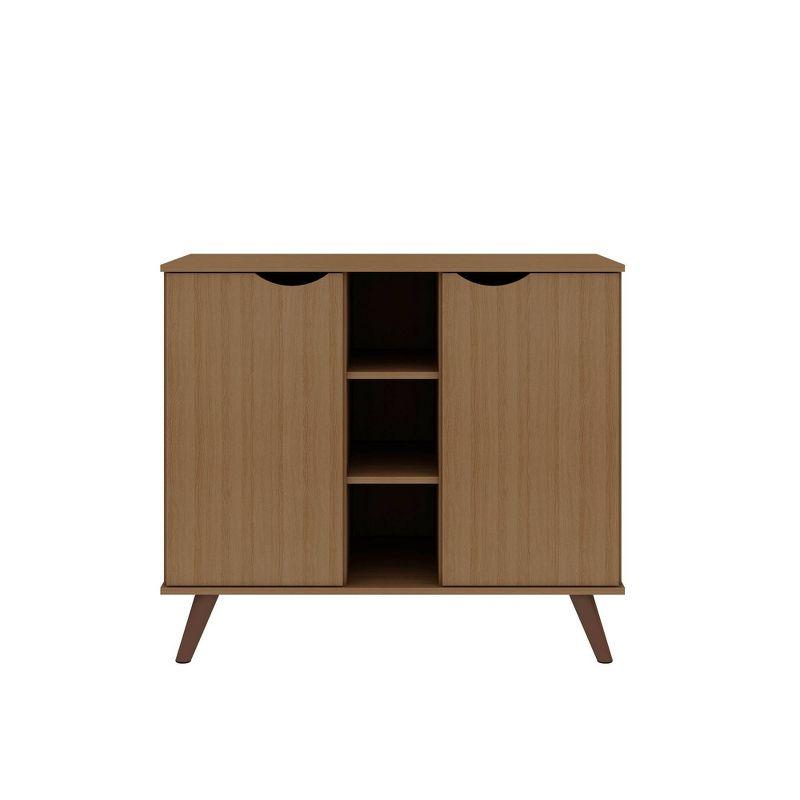 Manhattan Comfort 39.37" Hampton Buffet Stand Maple Cream: Mid-Century Modern Sideboard, Fixed Shelves