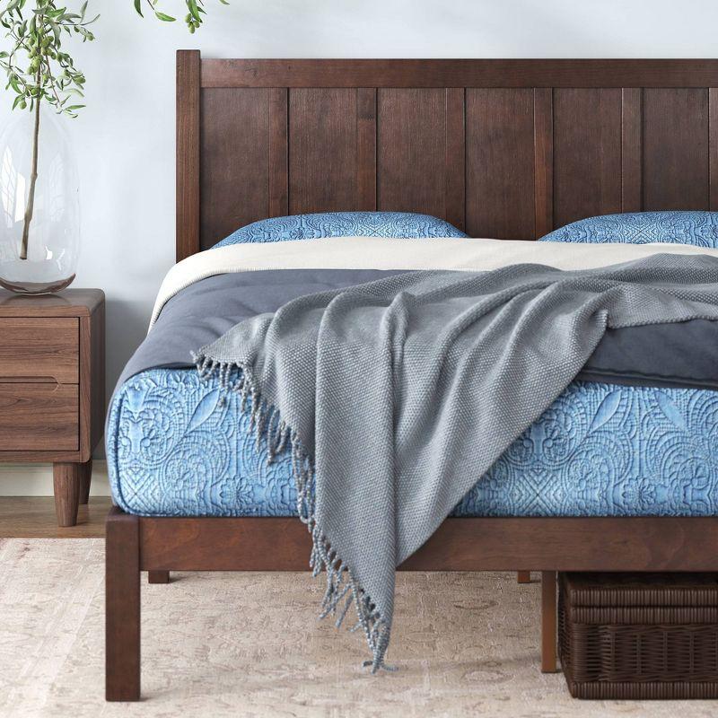 Adrian Queen Pine Wood Platform Bed with Headboard