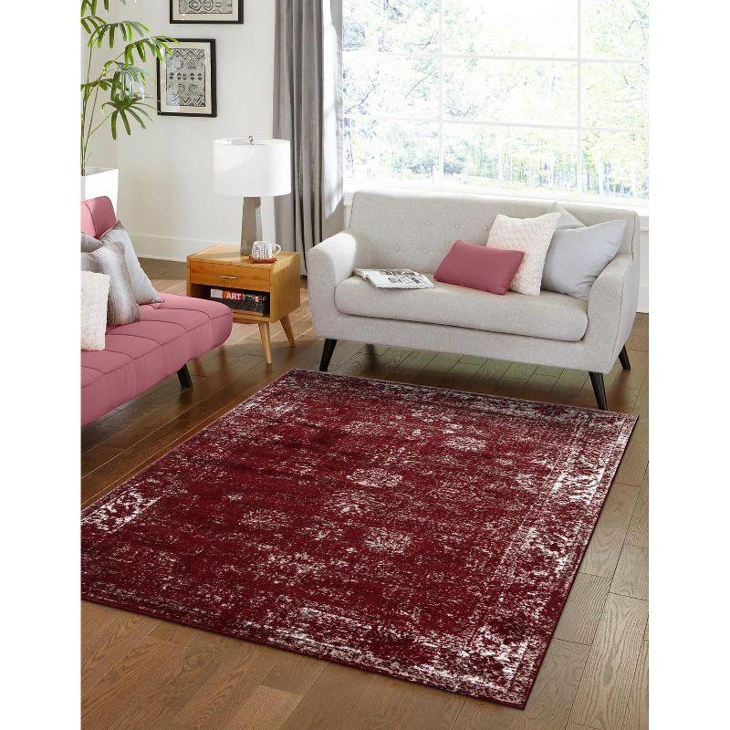 Burgundy Rectangular Synthetic Reversible Area Rug