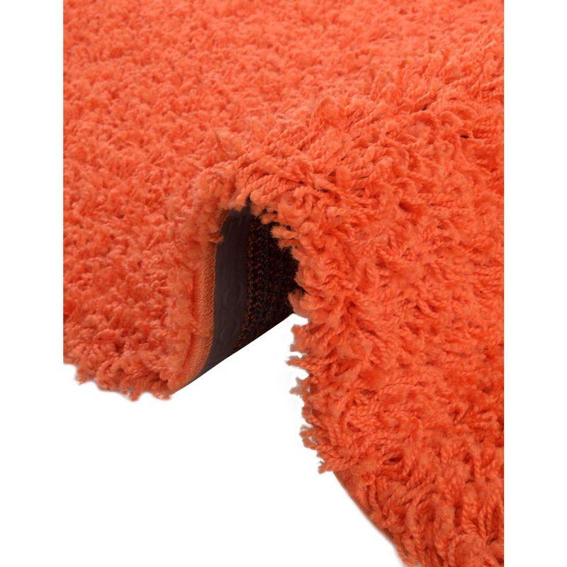 Tiger Orange 10'x13' Plush Rectangular Synthetic Shag Rug