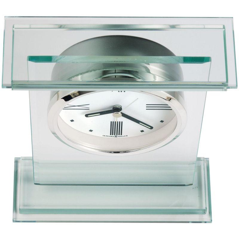 Howard Miller® Hightower Modern & Contemporary Roman Numeral Crystal Quartz Movement / Crystal Tabletop Clock with Alarm in Clear