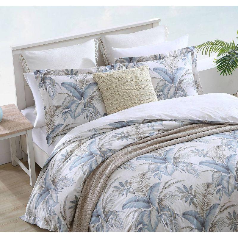 Blue Cotton Full/Queen Tropical Duvet Cover Set