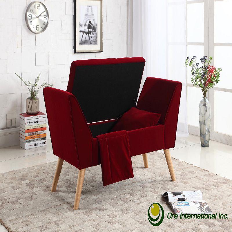 27" Storage Bench with Pillow and Blanket Red - Ore International