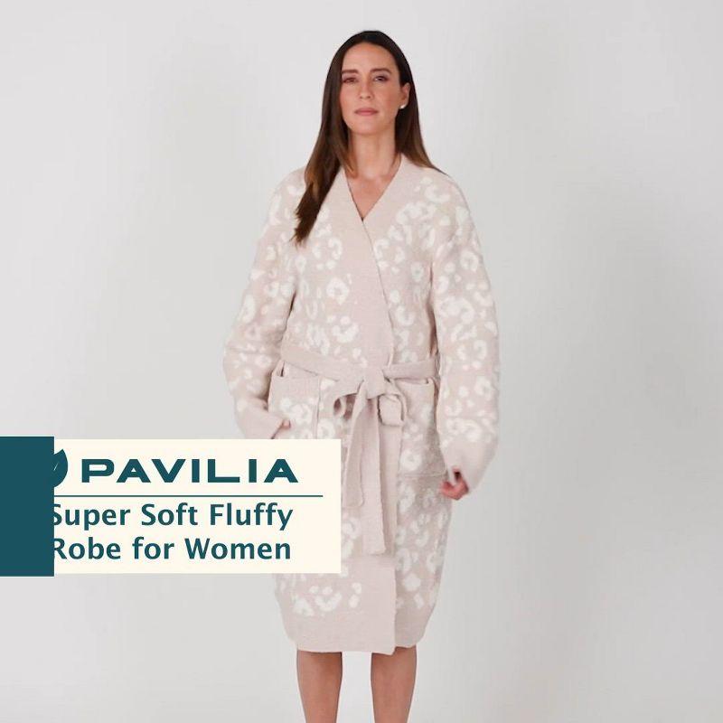 PAVILIA Premium Womens Plush Robe, Super Soft Fuzzy Bathrobe, Cozy Spa Robe with Pockets for Women