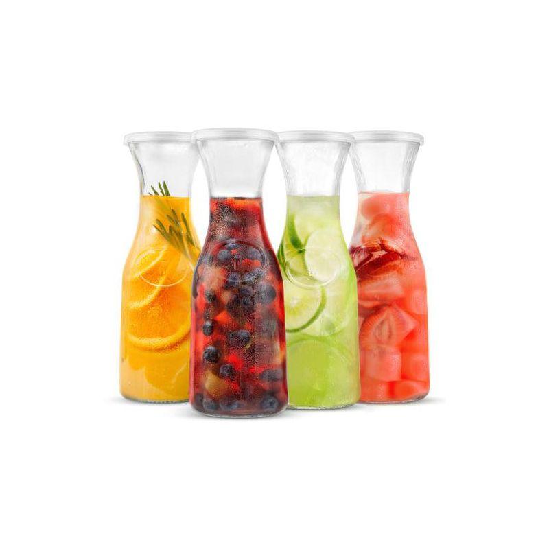 Kook Glass Carafes with Lids, 33 oz, Set of 4