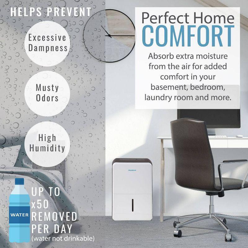 Keystone Keystone 50 Pint Portable Dehumidifier for up to 4,500 Sq. Ft. in White