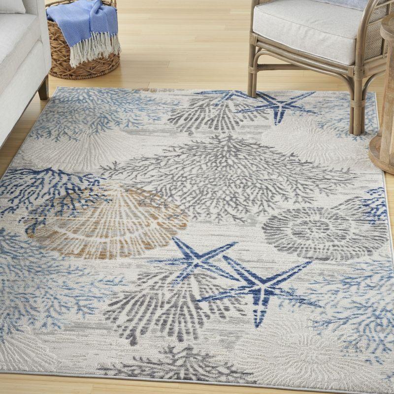 Nourison Pompeii 5'3" x 7'3" Ivory Grey Blue Nautical Indoor Rug