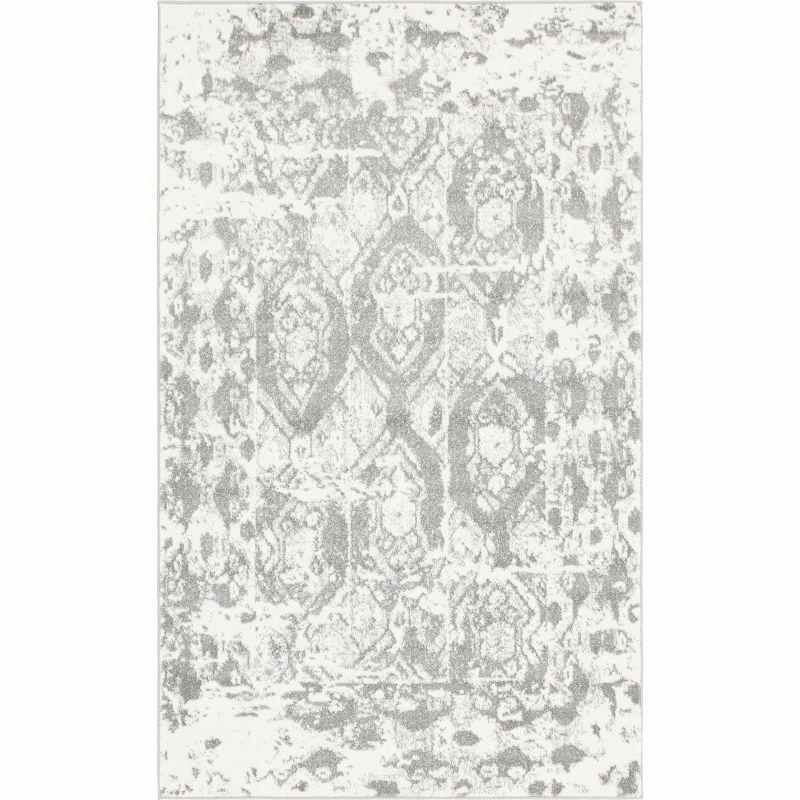 Unique Loom Rosso Collection Area Rug - Piazza (5' 1" x 8' Rectangle Light Gray/Ivory)