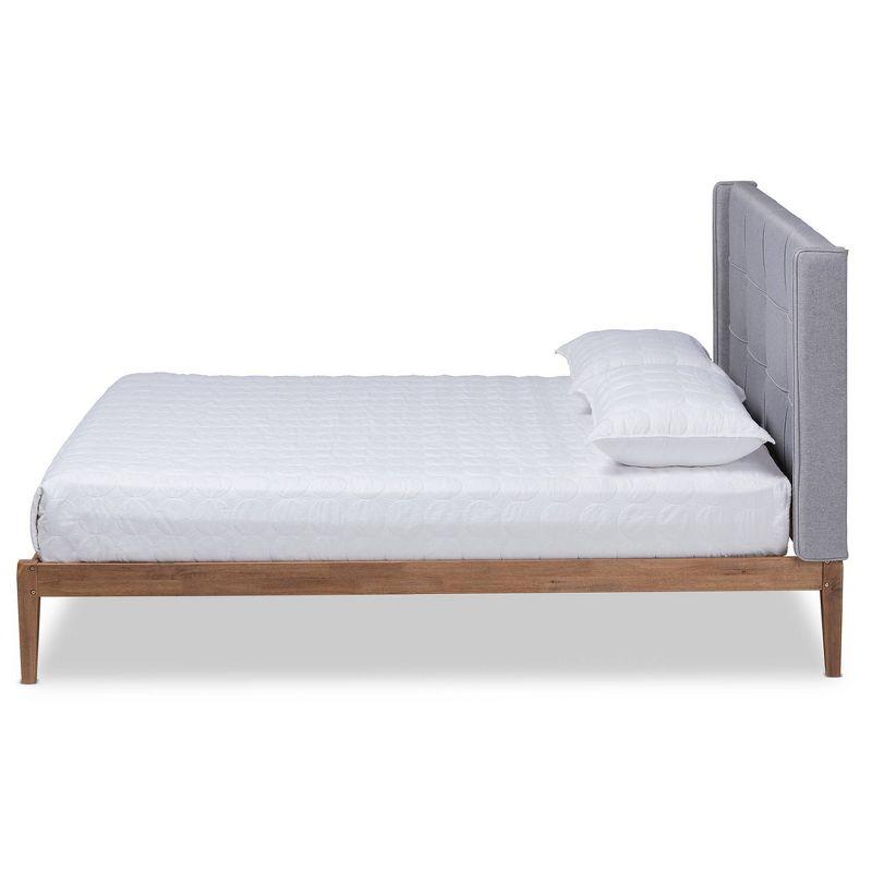 King Edmond Fabric Upholstered Wood Platform Bed Gray/Ash Walnut - Baxton Studio