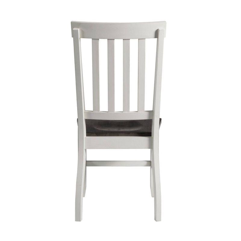 Gray and White Wooden Slat Back Side Chair