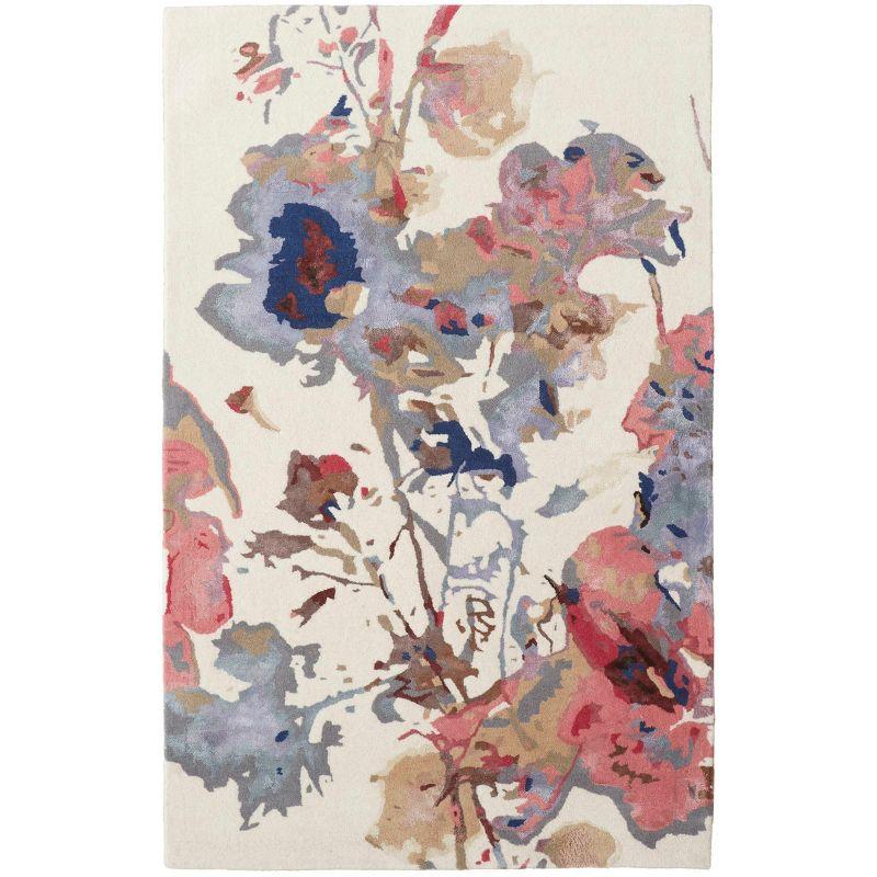 Dafney Blue Floral Wool and Viscose 3'6" x 5'6" Area Rug