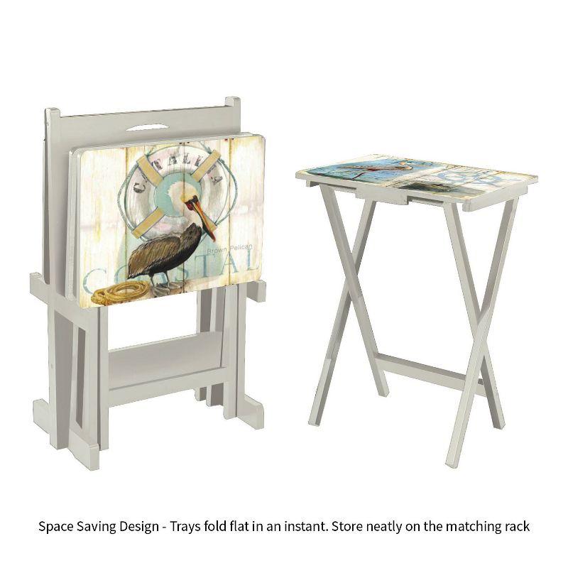 Evergreen TV Tray S/4 with Stand, Shore Birds