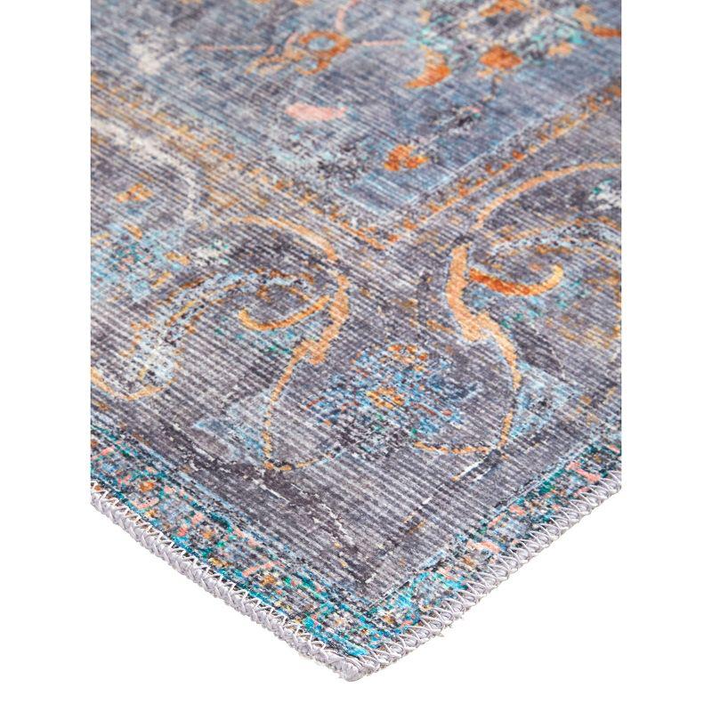 Percy Transitional Medallion Blue/Gray/Orange Area Rug