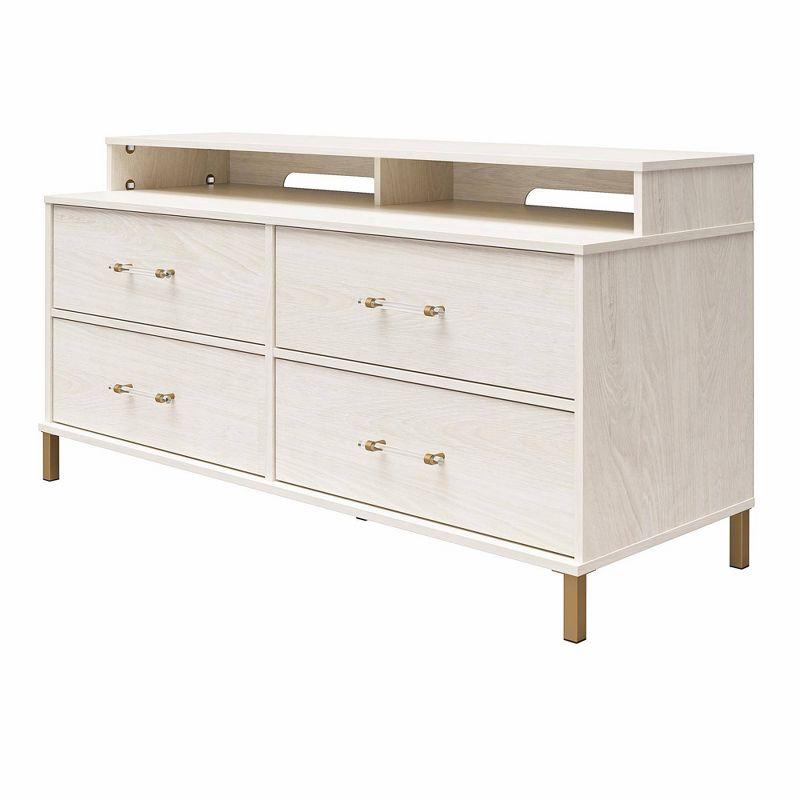 Kalissa 59'' White Oak Media Dresser with Gold Accents for TVs Up to 50"