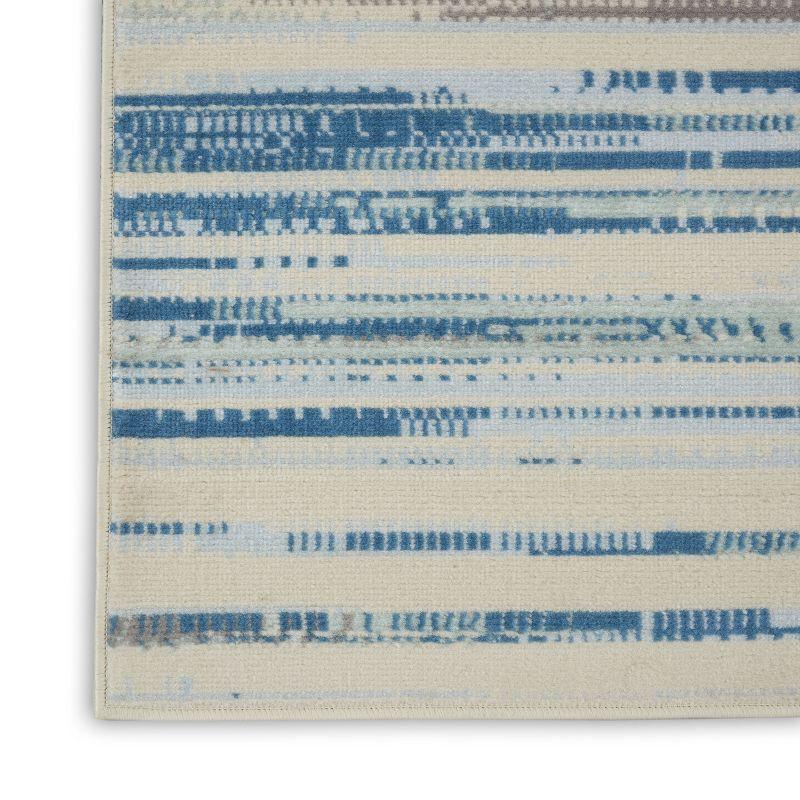Nourison Jubilant 7'10" x 9'10" (8' x 10') Blue Area Rug Coastal Contemporary Striped by Nourison