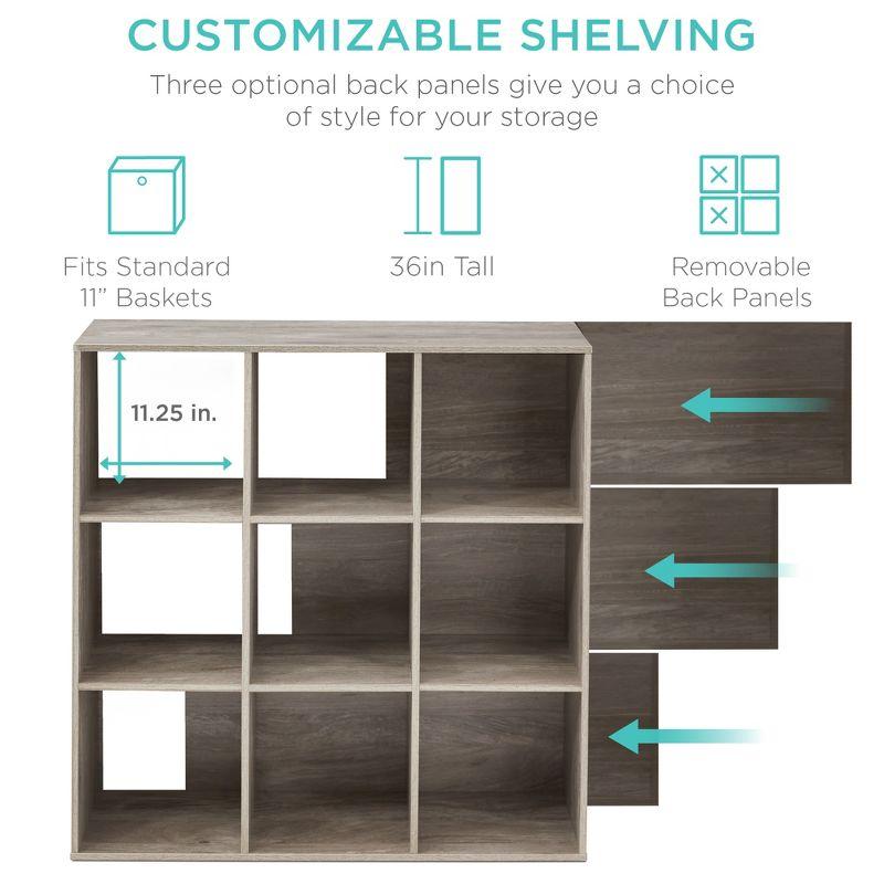 Greige 36-Inch 9-Cube Wood Storage Organizer