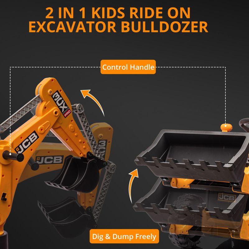 12V Licensed JCB Ride On Excavator, 4 in 1 Kids Excavator Ride On Toy with Remote Control