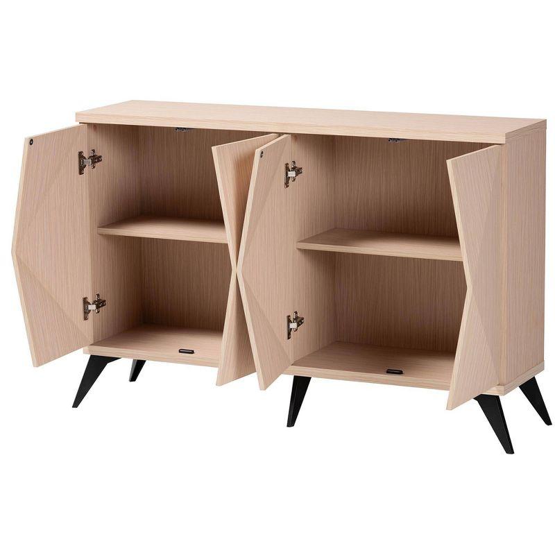 Baxton Studio Draper Two Tone Wood 4 Door Sideboard Buffet Light Brown/Black: Modern Storage Credenza