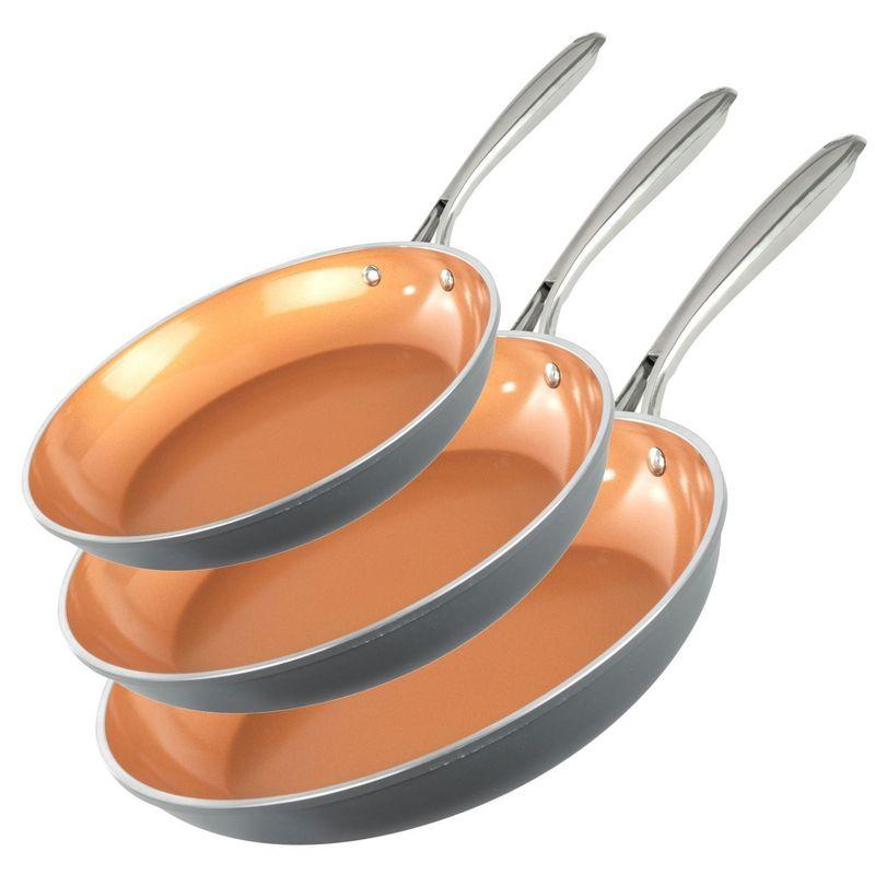 Gotham Steel Gotham Steel Copper 3 Piece Nonstick Fry Pan Set - 8'',10'', And 12''