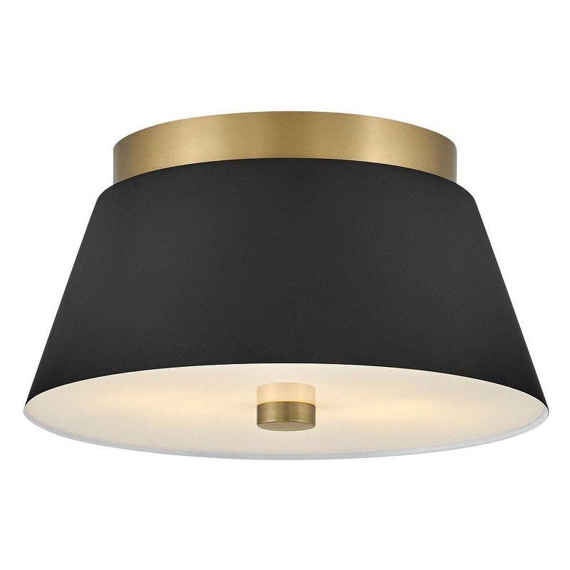 Black and Gold Etched Glass 2-Light Drum Flush Mount