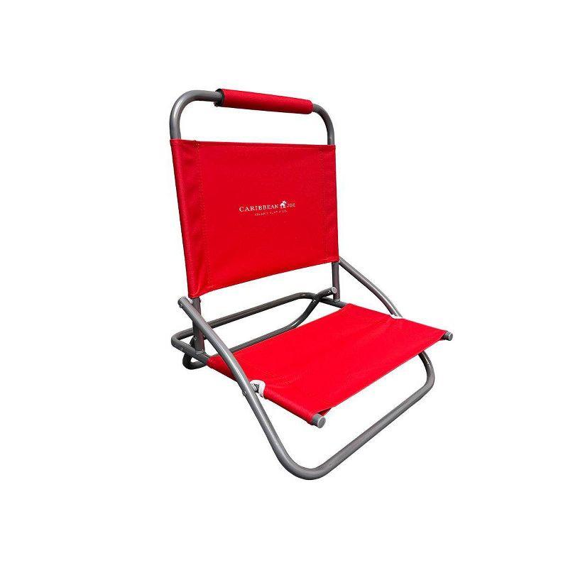 Caribbean Joe Low Steel Outdoor Portable Beach Chair - Red