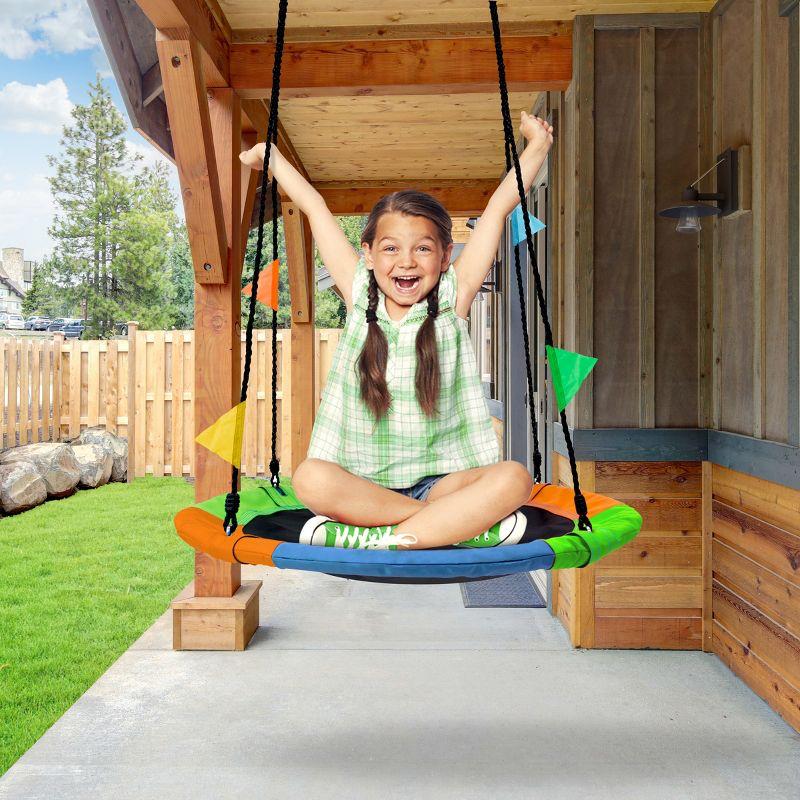 Sorbus Sorbus Saucer Tree Swing 24" Adjustable Ropes, 220lb Capacity in Rainbow