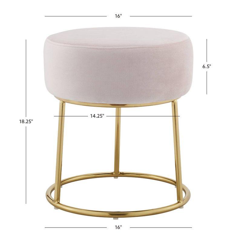 Pink Velvet and Gold Accent Vanity Stool