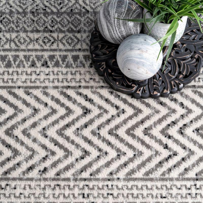 Reversible Gray Geometric 8' x 10' Synthetic Area Rug