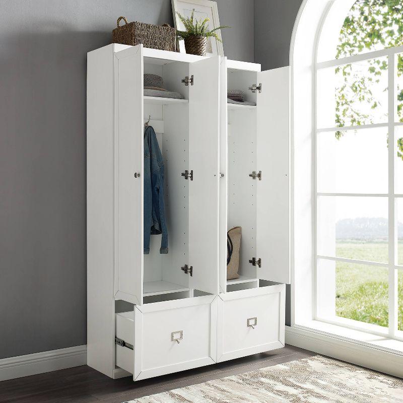 2pc Harper Entryway Pantry Closets White - Crosley: Modular Storage, Adjustable Shelves, MDF Wood